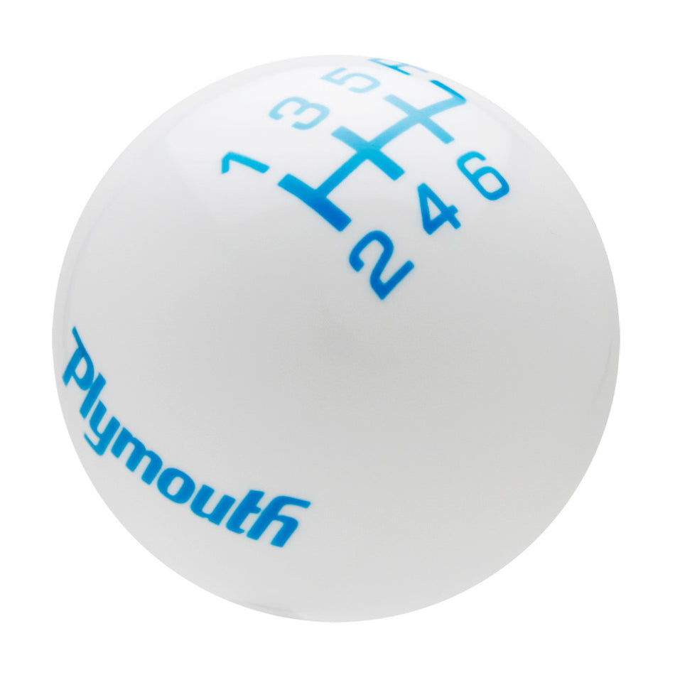 White knob with Grabber Blue graphics