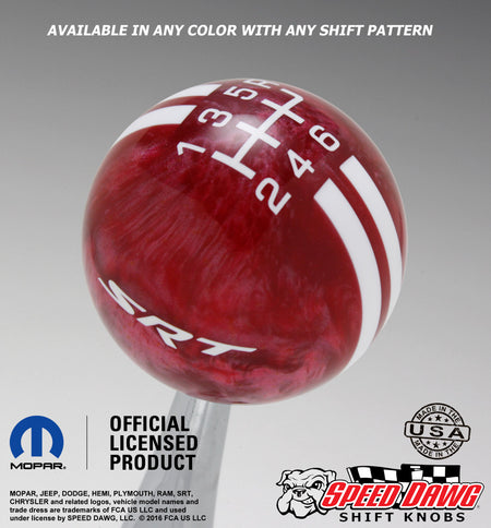 SRT Rally Stripe shift knob Red Pearl with White graphics
