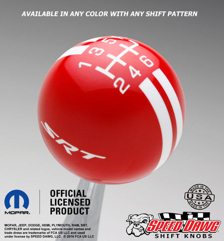 SRT Rally Stripe shift knob Red with White graphics