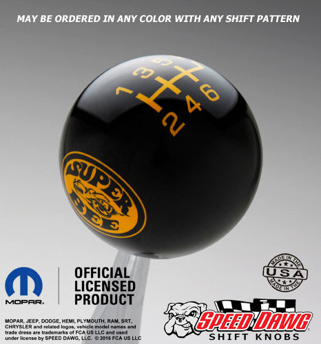 Super Bee Shift Knob Black with Yellow graphics