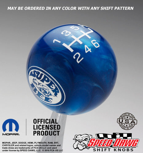 Super Bee Shift Knob Blue Pearl with White graphics