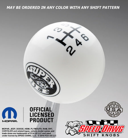 Super Bee Shift Knob White with Black graphics
