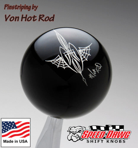 Black Pinstriped Spider Web Shift Knob by Von Hot Rod