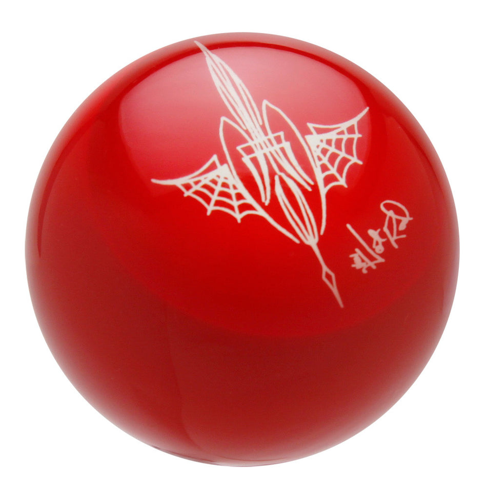 Red Pinstriped Spider Web Shift Knob by Von Hot Rod
