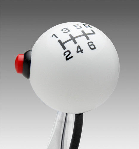 Pro White / Black 6 Speed Shift Knob with Line Lock / NOS Button