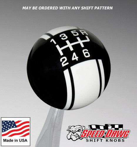 Black / White Racing Stripe Shift Knob – Speed Dawg Shift Knobs
