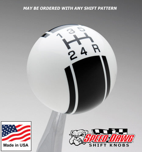 White / Black Racing Stripe Shift Knob