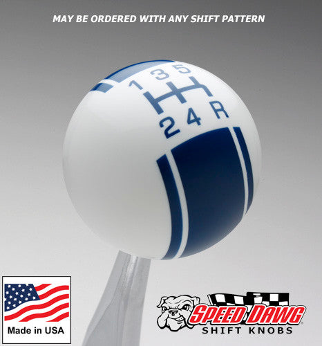 White / Dark Blue Racing Stripe Shift Knob