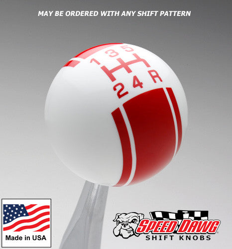 White / Red Racing Stripe Shift Knob