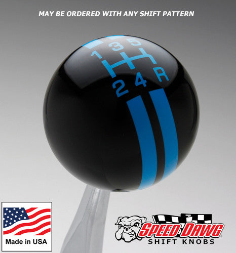 Black / Grabber Blue Rally Stripe Shift Knob