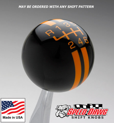 Black / Grabber Orange Rally Stripe Shift Knob