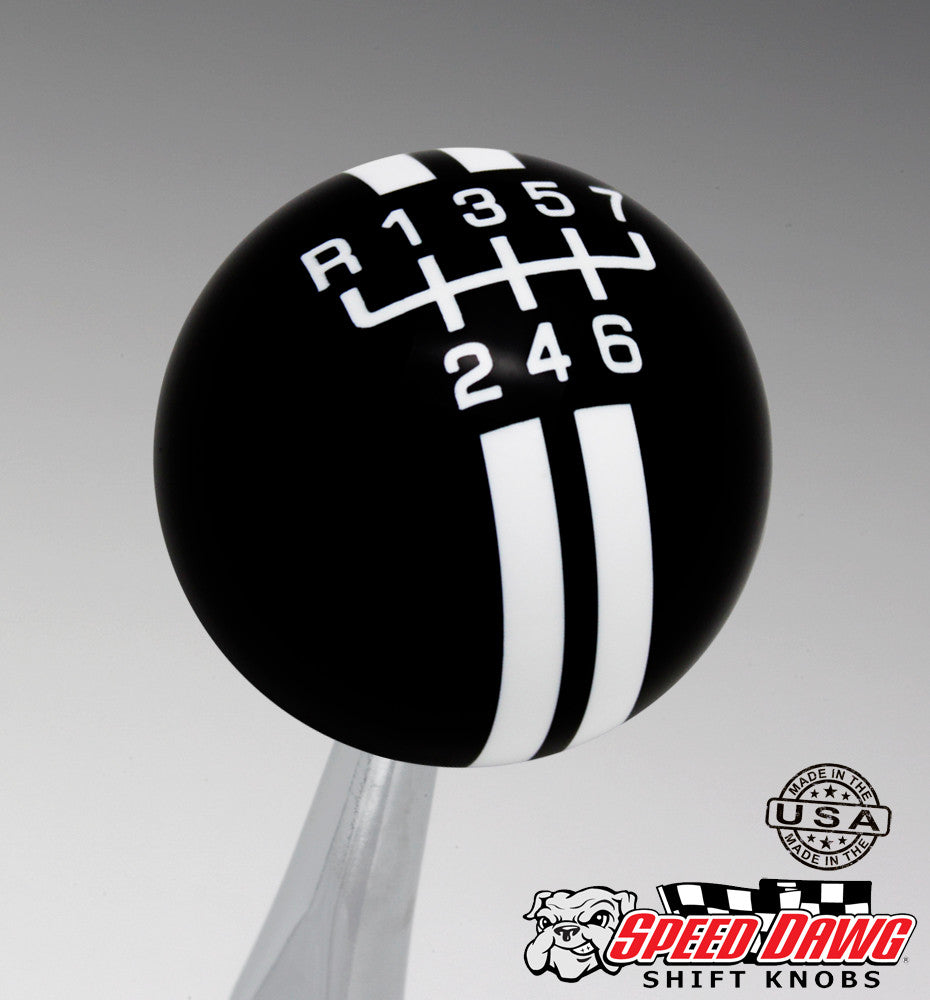 Black / White 7 Speed Rally Stripe Shift Knob for Fanatec H