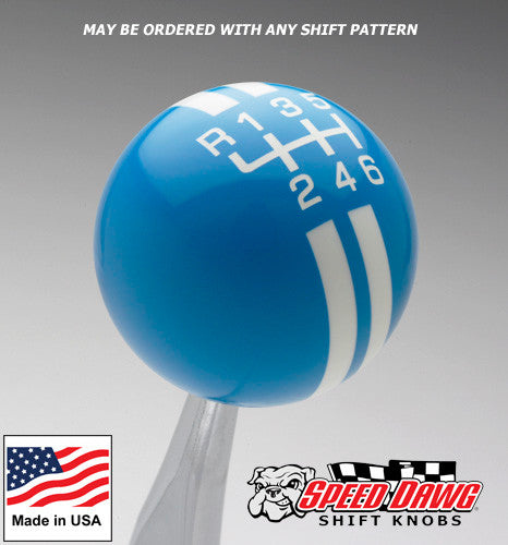 Grabber Blue / White Rally Stripe Shift Knob