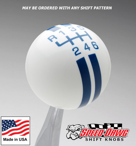 White / Dark Blue Rally Stripe Shift Knob