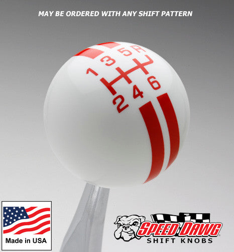 White / Orange Rally Stripe Shift Knob
