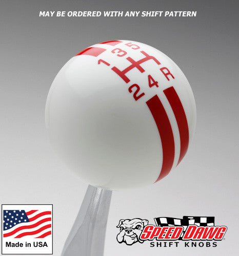 White / Red Rally Stripe Shift Knob