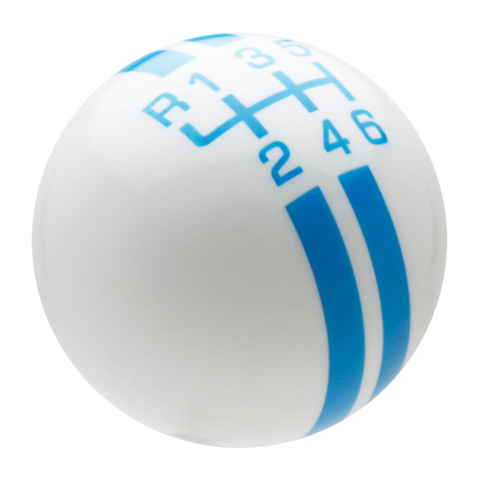 White / Grabber Blue Rally Stripe Shift Knob