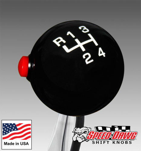 Pro Black / White 4 Speed Shift Knob with Line Lock / NOS Button