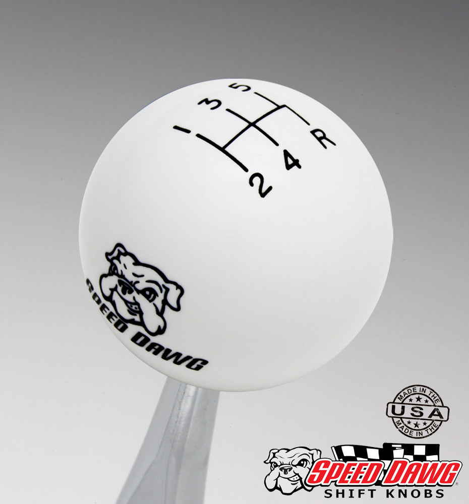 Speed Dawg Logo White 5 Speed Reverse Lower Right Engraved Shift Knob