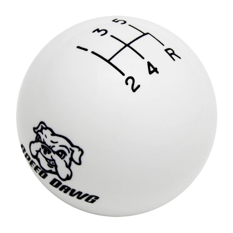 Speed Dawg Logo White 5 Speed Reverse Lower Right Engraved Shift Knob