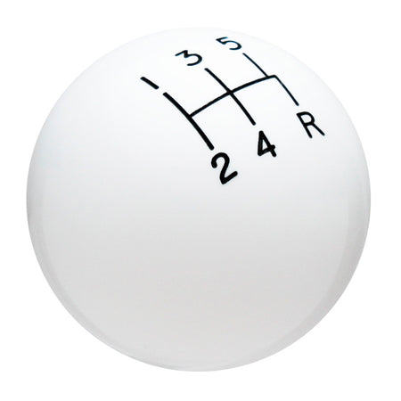 White 5 speed shift knob with engraved shift pattern