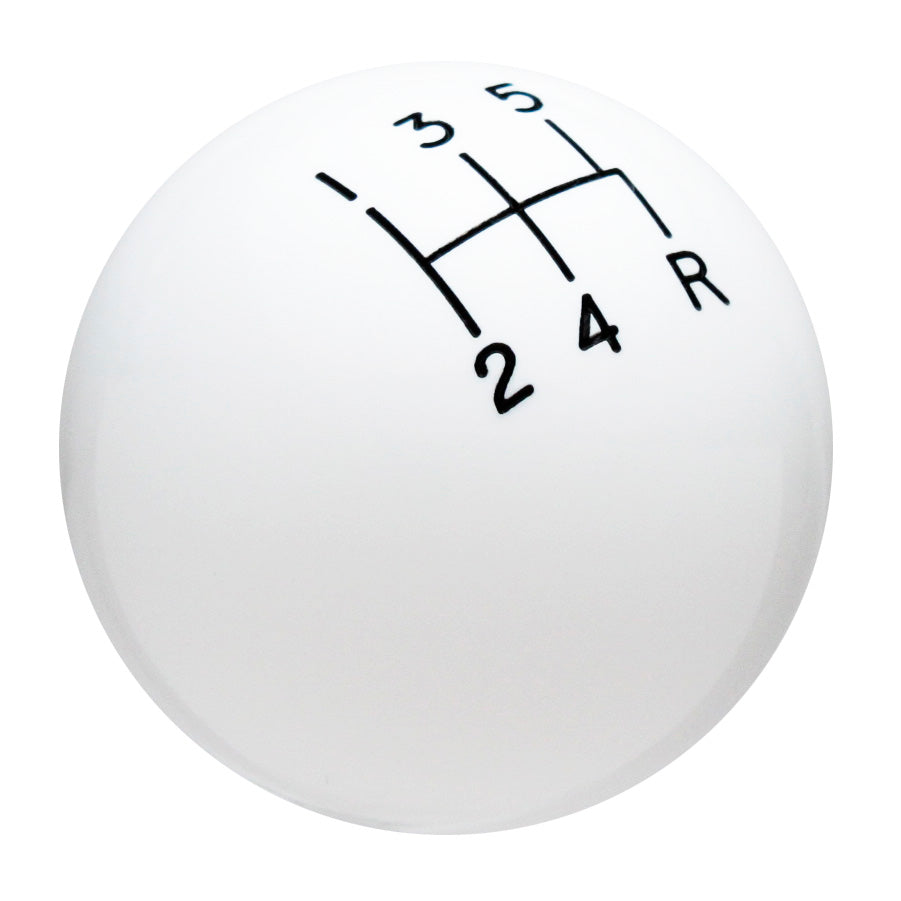 White 5 speed shift knob with engraved shift pattern