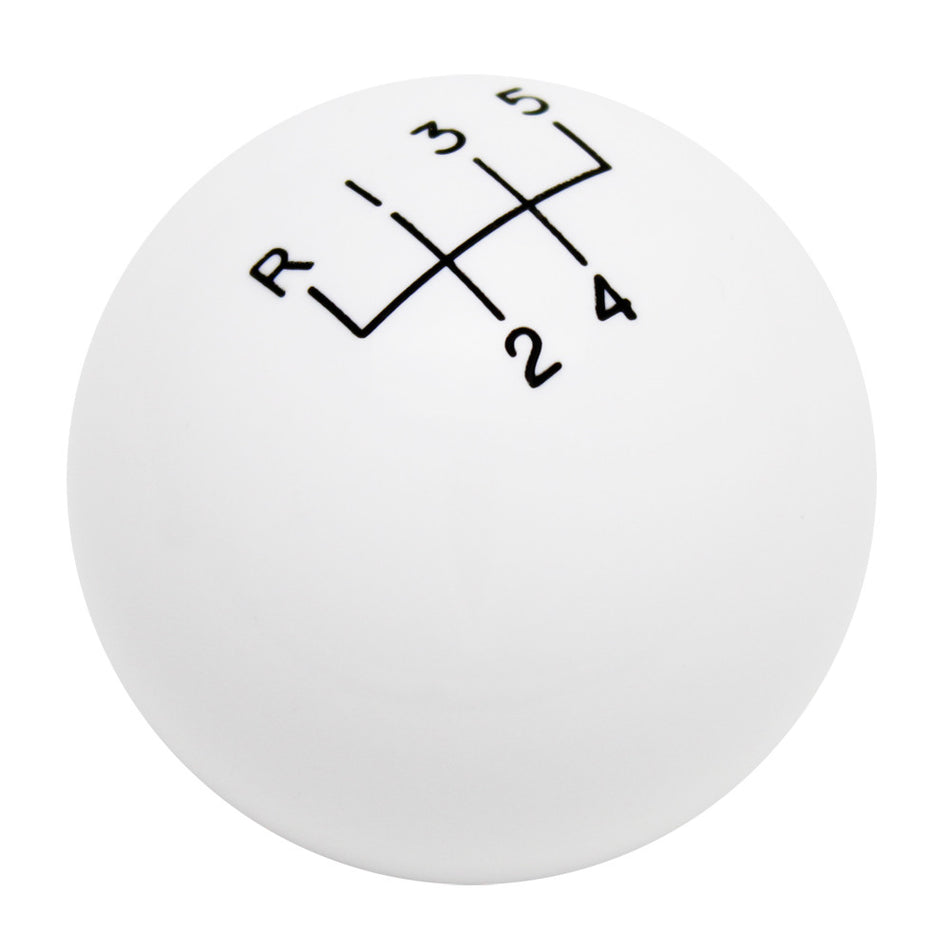 White 5 Speed 5 Upper Right Reverse Upper Left Shift Knob with Engraved Shift Pattern